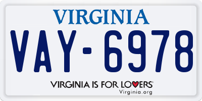VA license plate VAY6978