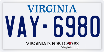 VA license plate VAY6980