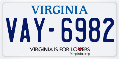 VA license plate VAY6982