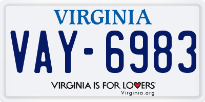 VA license plate VAY6983