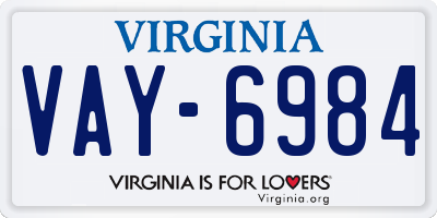 VA license plate VAY6984