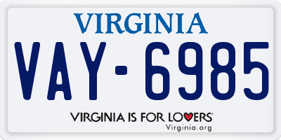 VA license plate VAY6985