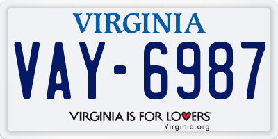 VA license plate VAY6987