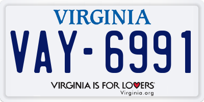 VA license plate VAY6991