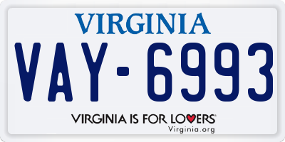VA license plate VAY6993