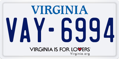 VA license plate VAY6994