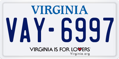 VA license plate VAY6997