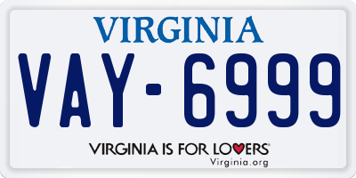 VA license plate VAY6999