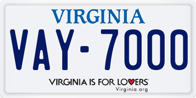 VA license plate VAY7000