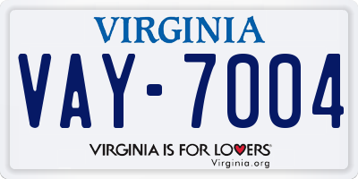 VA license plate VAY7004