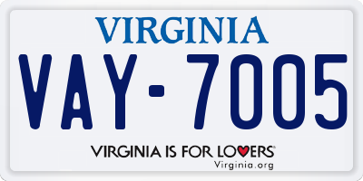 VA license plate VAY7005