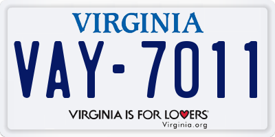 VA license plate VAY7011
