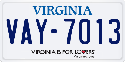VA license plate VAY7013