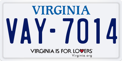VA license plate VAY7014