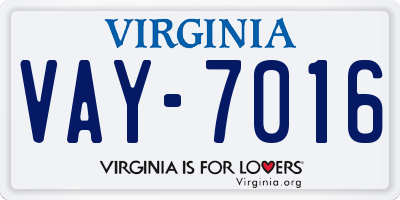 VA license plate VAY7016