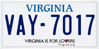 VA license plate VAY7017