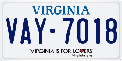 VA license plate VAY7018