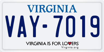 VA license plate VAY7019