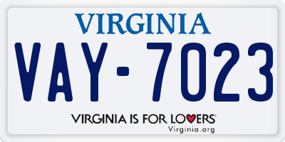 VA license plate VAY7023