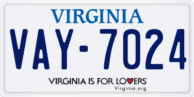 VA license plate VAY7024
