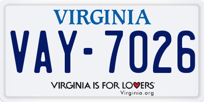 VA license plate VAY7026
