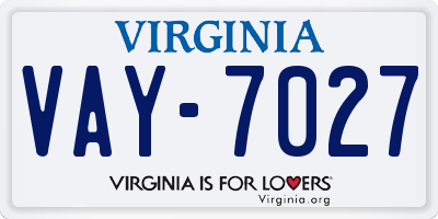 VA license plate VAY7027