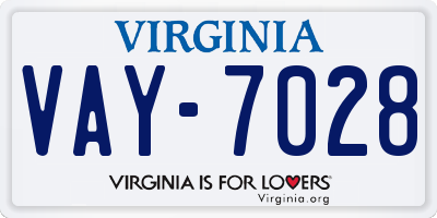 VA license plate VAY7028