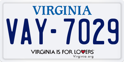 VA license plate VAY7029