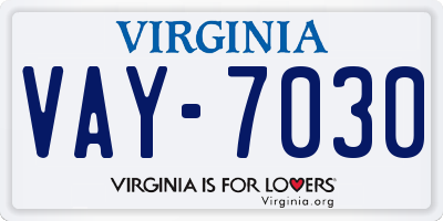 VA license plate VAY7030