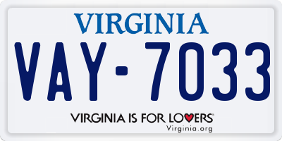 VA license plate VAY7033