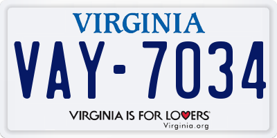 VA license plate VAY7034