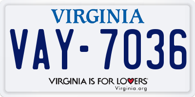 VA license plate VAY7036