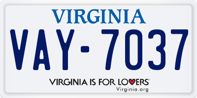 VA license plate VAY7037