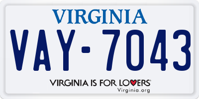 VA license plate VAY7043