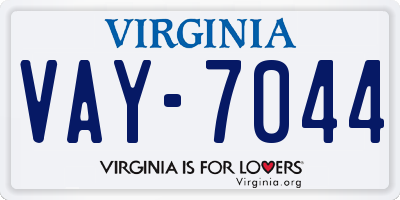 VA license plate VAY7044