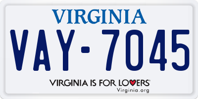 VA license plate VAY7045
