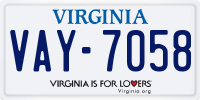 VA license plate VAY7058