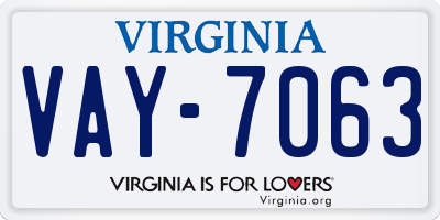 VA license plate VAY7063