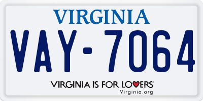 VA license plate VAY7064