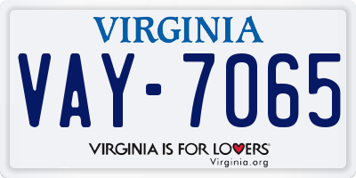 VA license plate VAY7065