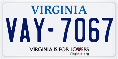 VA license plate VAY7067