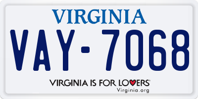 VA license plate VAY7068