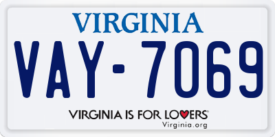 VA license plate VAY7069
