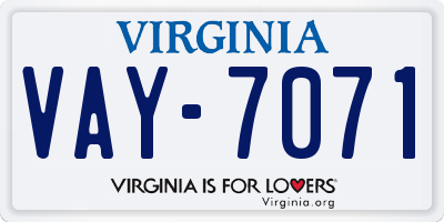 VA license plate VAY7071
