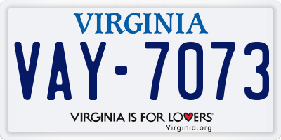 VA license plate VAY7073