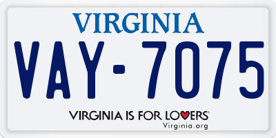 VA license plate VAY7075