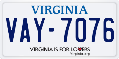 VA license plate VAY7076