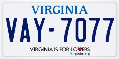 VA license plate VAY7077