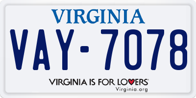 VA license plate VAY7078