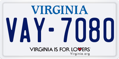 VA license plate VAY7080